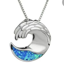 925 Sterling Silver Opal Wave Pendant [PEN41]