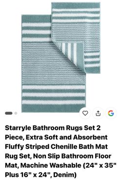 2 Piece Bathroom Rug Set (Teal & White)