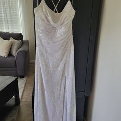 Sequence White Prom Dress