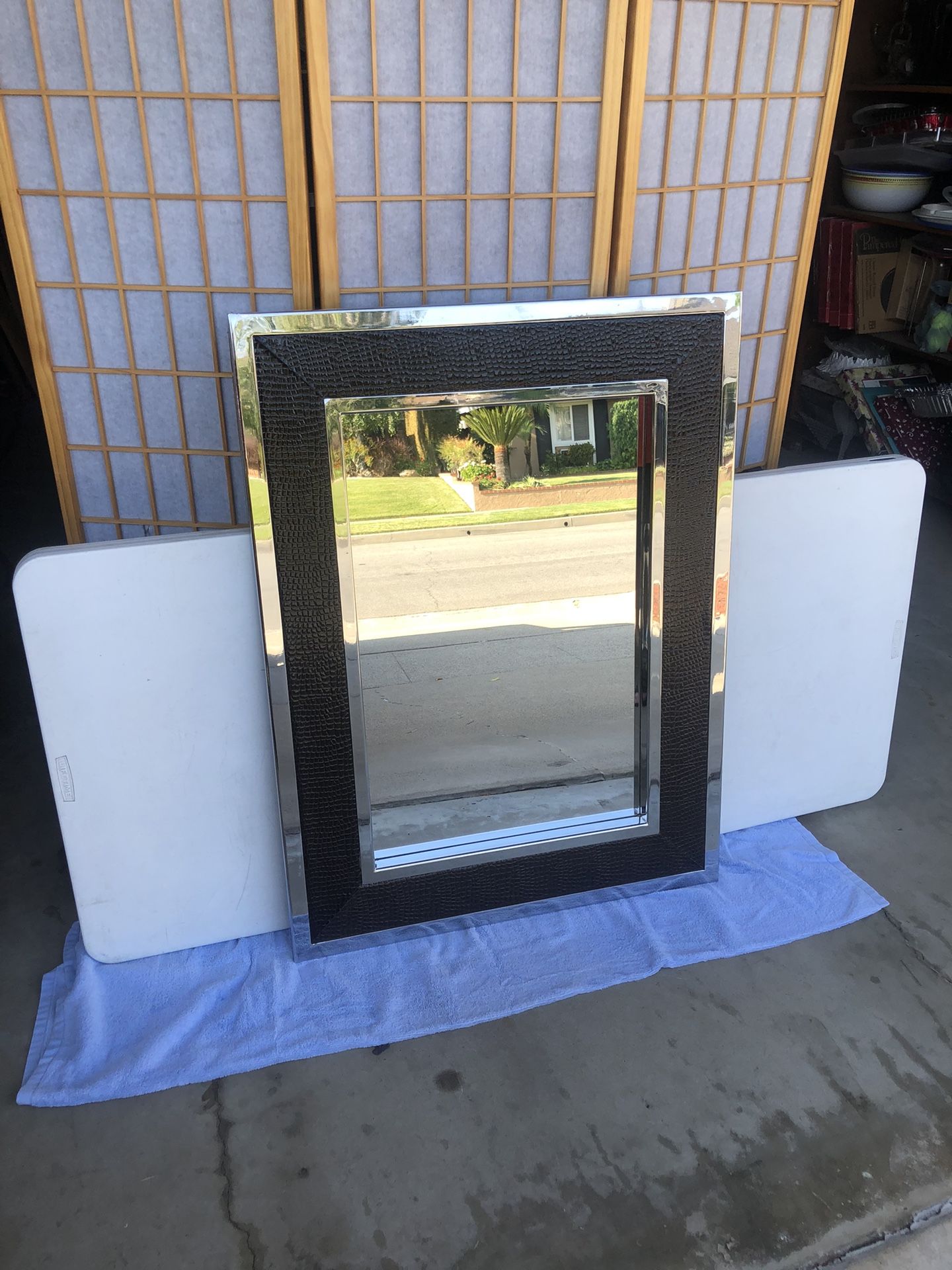 Beautiful Chrome Solid Metal Large Mirror