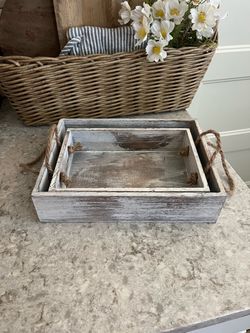 2 matching wood trays $12