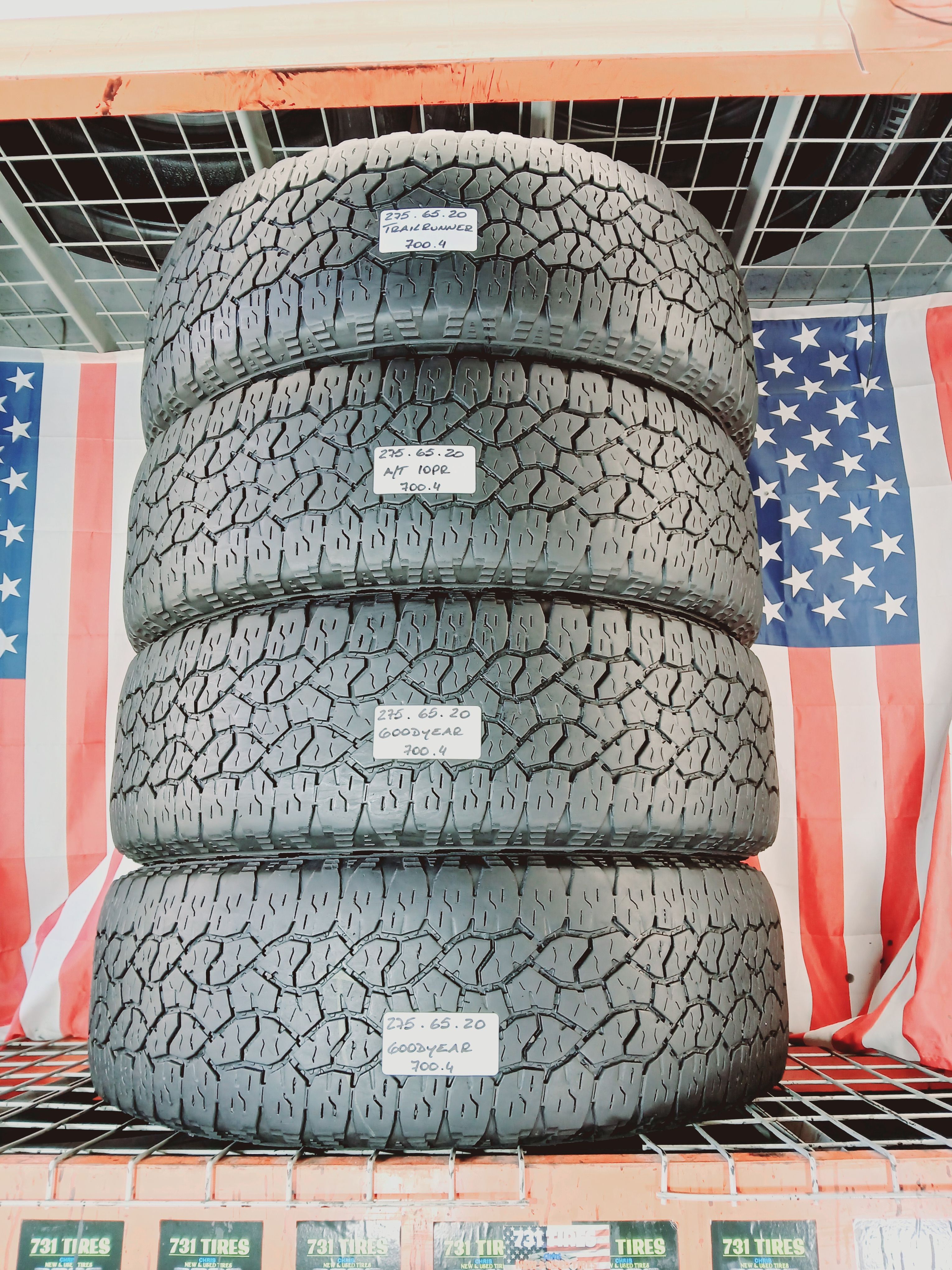 LT275/65R20 GOODYEAR TRAILRUNNER A/T 275/65R20 F250 RAM2500 SILVERADO GMC HEAVY DUTY USED TIRES 275 65 20