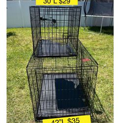 Double Door Metal Wire Dog with Leak-Proof Pan, 42 inch & 30 Inch kennel, dog or cat house