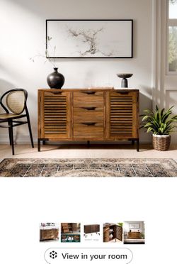 Bme Millie Premium Solid Wood Sideboard Storage Cabinet with Storage, Pre-Assembled with 3 Drawers