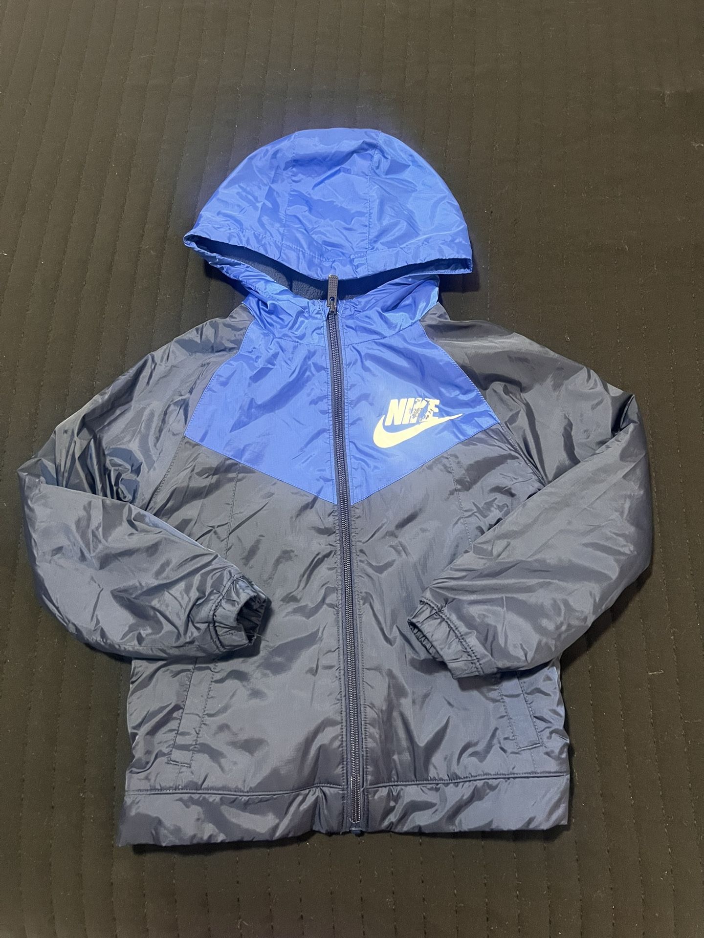 Toddler little kid Blue Nike fleece lined coat jacket with hood (5-6 / M)