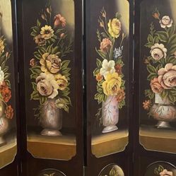 Room Divided Panting Black Wood 4 Section 