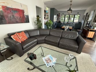 Gray Italian Leather Power Reclining Sectional – L-Shape, 3 Power Seats