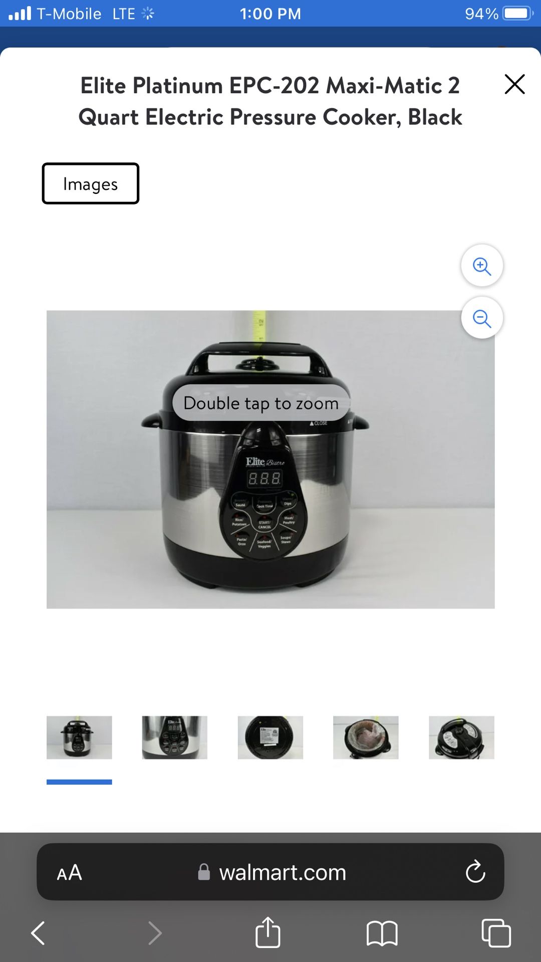 Elite Platinum EPC-202 Maxi-Matic 2 Quart Electric Pressure Cooker, Black