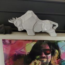 Contemporary Ceramic Bull Modern Geometric Sculpture Taurus.