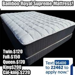 Full Royal Bamboo Supreme Mattress!