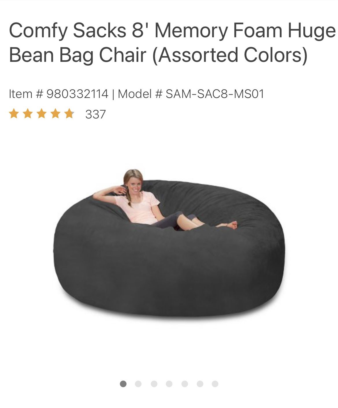 8ft Memory Foam Huge Bean Bag Chair