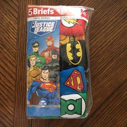 NWT Justice League Boys Brief 5 Pack Size 4 6