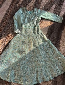 Quinceanera Aqua Blue Ball Gown Maxi Dress