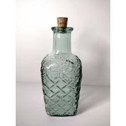 Vintage Green Glass Corked Decanter 