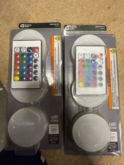 Commercial Electric Plug-in 3-Light LED RGBW Puck Light with Color Changing