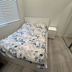 Bed Frame And Mattress , White IKEA. Clean.