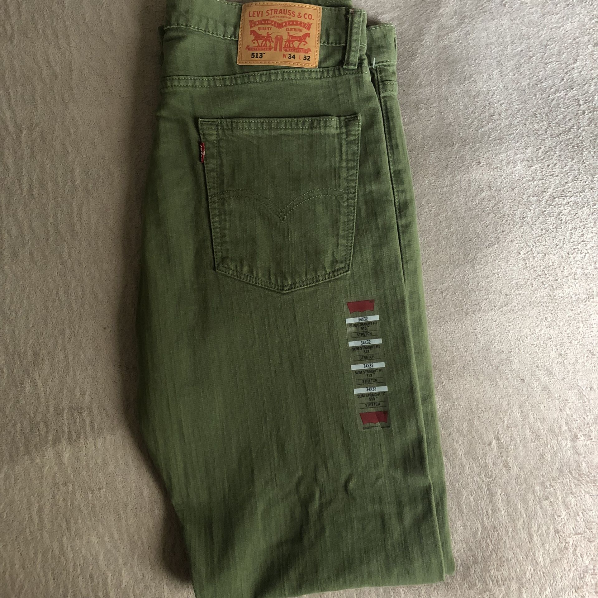New Olive Levi Jeans 34x32