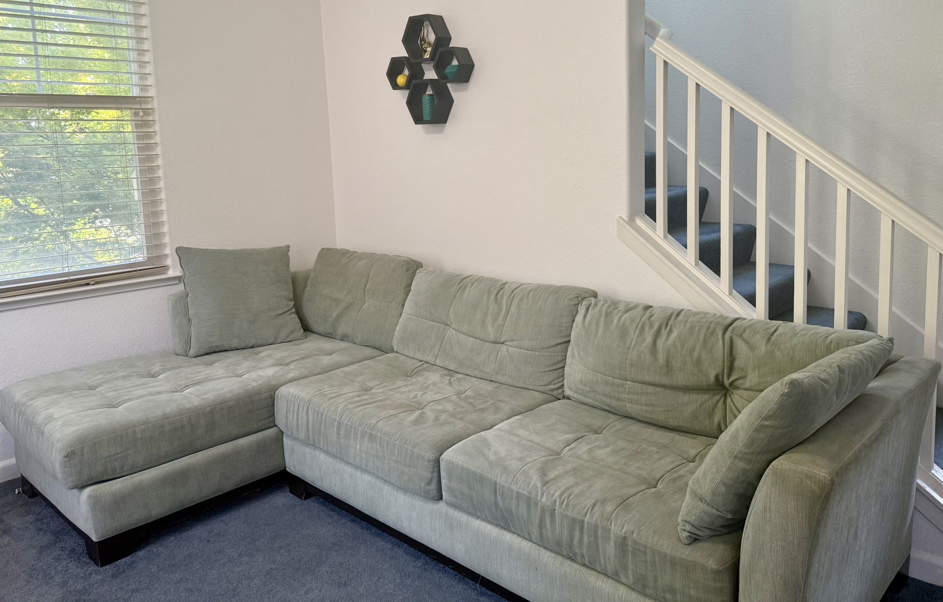 Macy’s Sage Green Fabric Sectional Couch