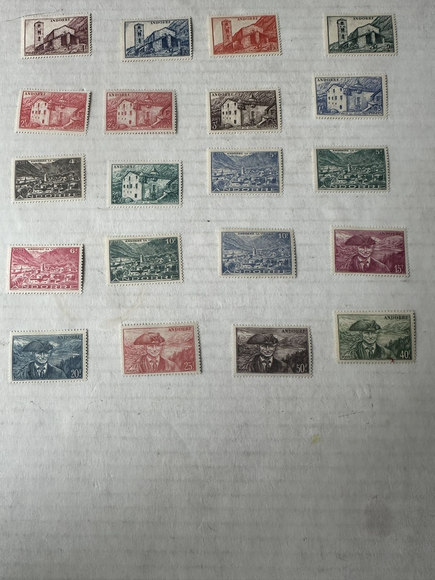 French Andorra Complete Set 85-104 Scenery And Mountains Stamps
