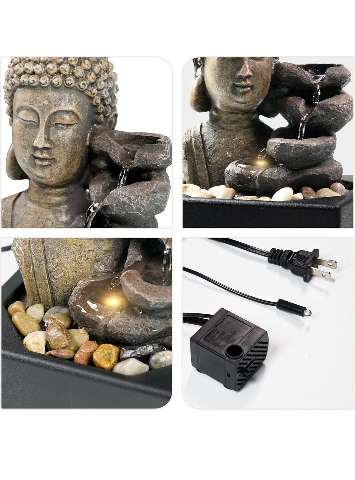 Tabletop Waterfall Fountain Indoor - Buddha Water Fountains 4-Tier 
