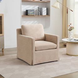 31.9"D x 24.8"W x 21.7"H Swivel Accent Chair, Upholstered Skirted Swivel Chair 360 Degree Comfy Arm
