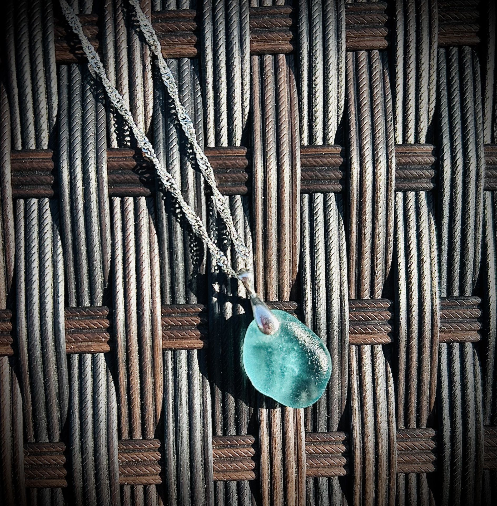Bright Turquoise Japanese Sea Glass Necklace