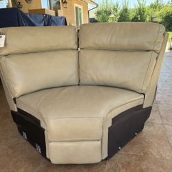 Sofa Corner Wedge Tan Beige Genuine Leather Couch By Hooker Mowry