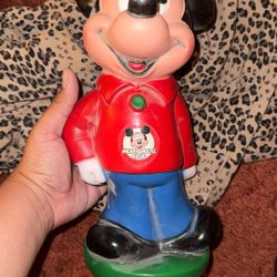 Vintage Mickey Mouse Coin Piggy Bank by Play Pal Plastics Walt Disney