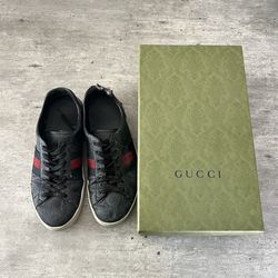 Gucci Black Ace GG Sneakers Size 10 Mens