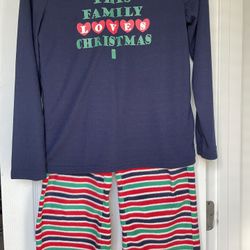 Boys Winter Night Suit Pajama Set 2-piece - 10/12 - Blue Red Green - Christmas