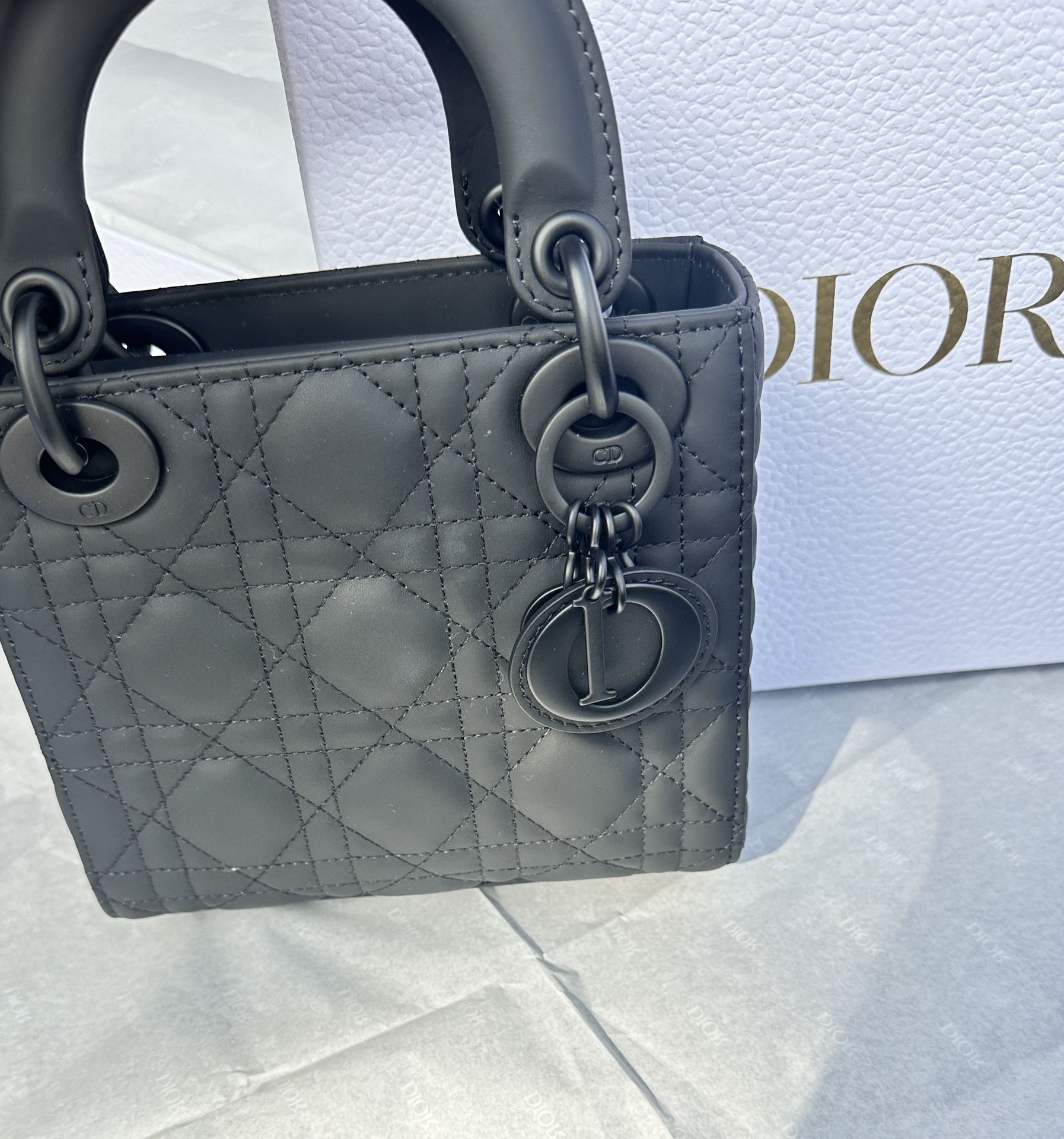 Mini Lady Dior Bag Black Ultramatte Cannage Calfskin