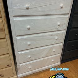 White Five Drawer Jumbo Pinewood Dresser Cajonera Comoda
