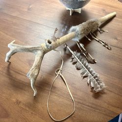 Large Handcrafted Deer Antler Ceremonial/Decorative Piece - 30”