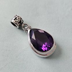 Sterling Silver Amethyst Pendant 