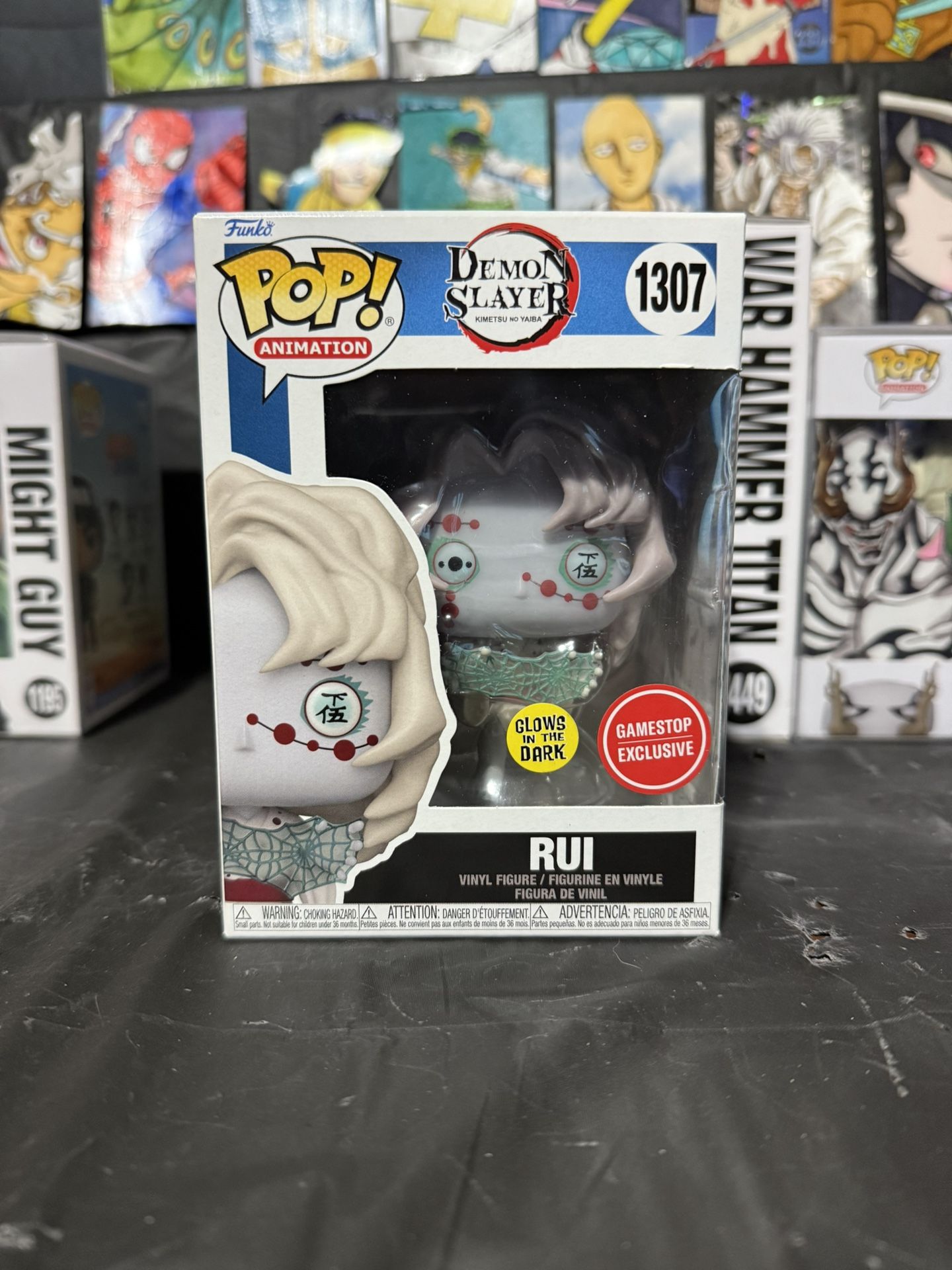 Demon Slayer Rui Funko Pop With Art Insert One Of One 1307 UV Reactive