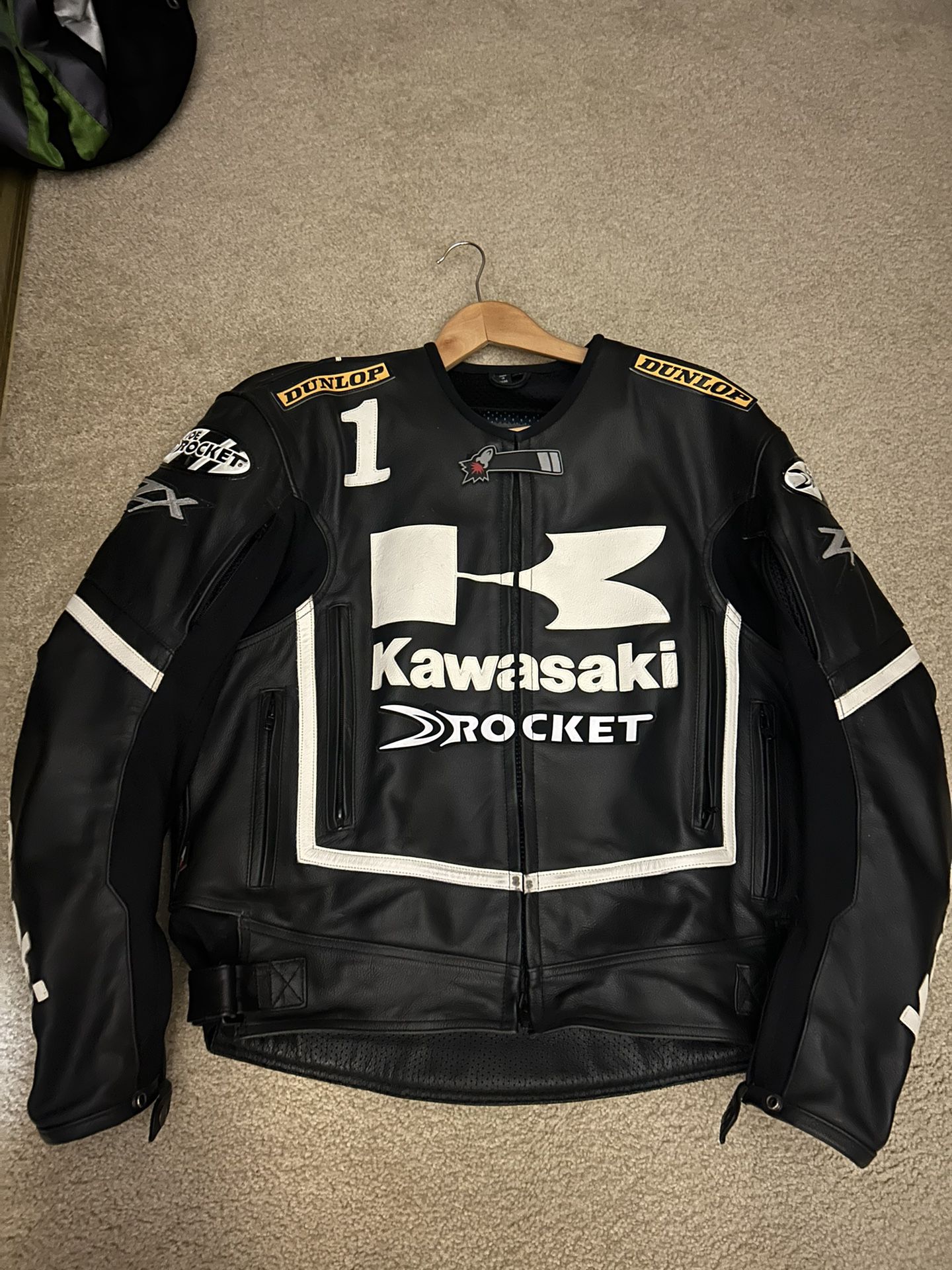 Kawasaki Leather Motorcycle Jacket 44R Like New