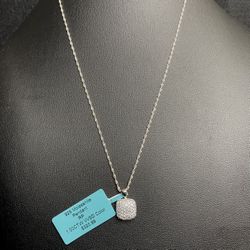 925 Silver Singapore Necklace & Moissanite Pendant 18”