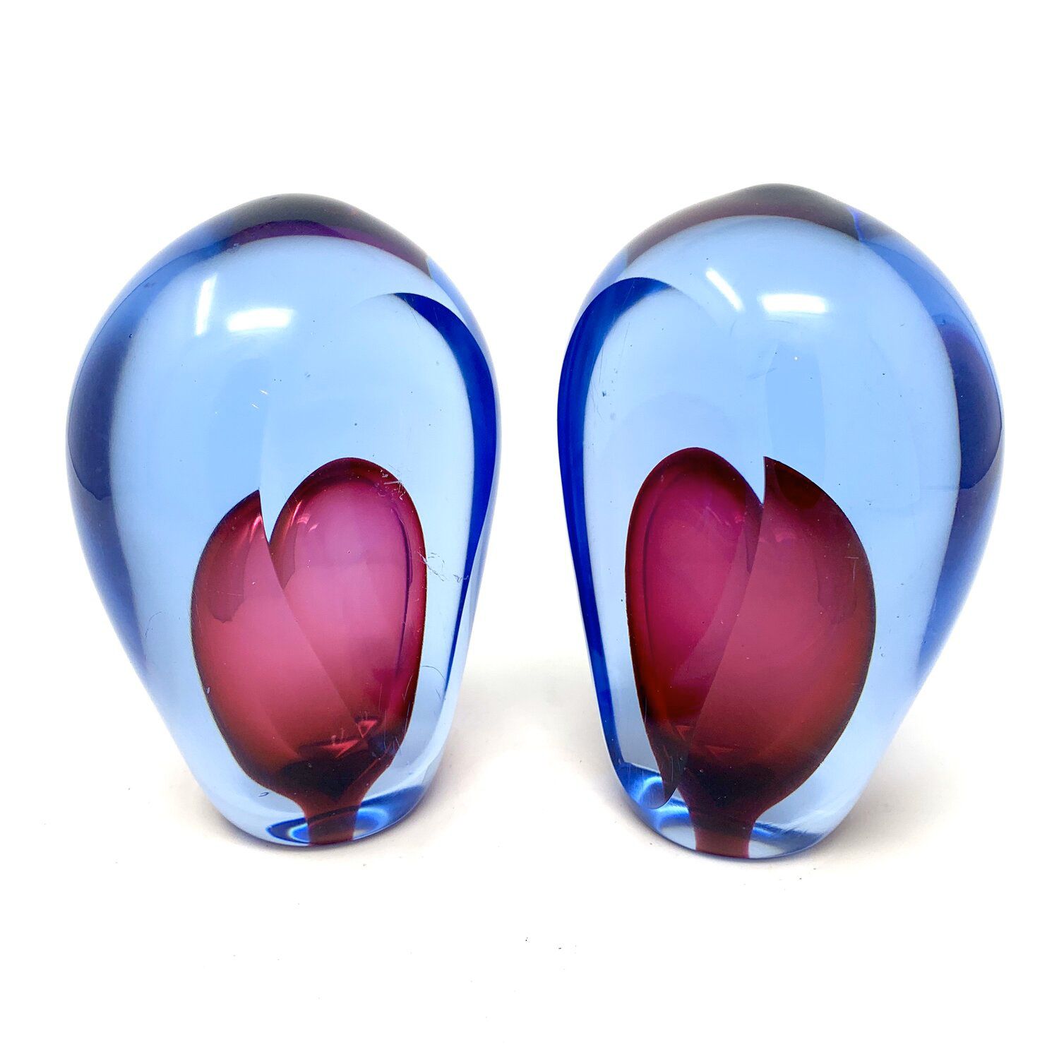 Pair of Murano Sommerso Glass Bookends by Alfredo Barbini