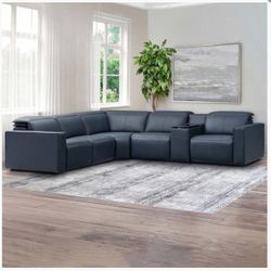 Blue Leather Sectional Sofa