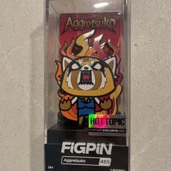 Aggretsuko Flames FiGPiN *MINT LOCKED* Hot Topic Exclusive 485 Pin Rage Anime Pins