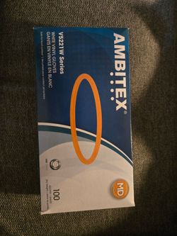 Ambitex V5221W White Vinyl Gloves 100-Pack Medium