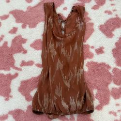 Y2K Bronze Shimmer Halter Top ✨ Fairy Grunge McBling Indie Sleaze Boho Glam Going Out Party Tank Small