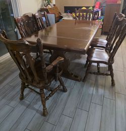 Dark Wood Dining Table with Chairs