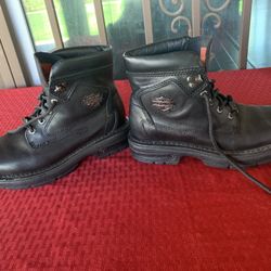 harley davidson womens leather boots 6 black lace ankle 6" 84073 bar chukka 