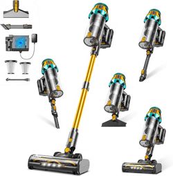 600W Cordless Stick Vacuum Cleaner 58KPa Self-Standing 55-Min Runtime
