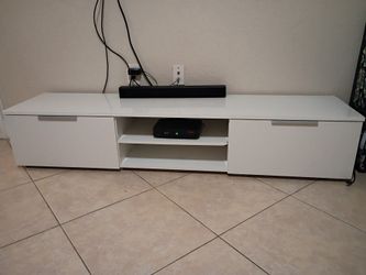 White Tv Stand with 2 Large Drawers