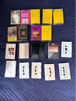 Vintage Cassette Tapes Lot with Storage Shelves As-Is Untested Bulk