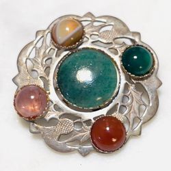 Vintage WBS Ward Bros Multi-Colored Stone .925 Sterling Brooch Pin