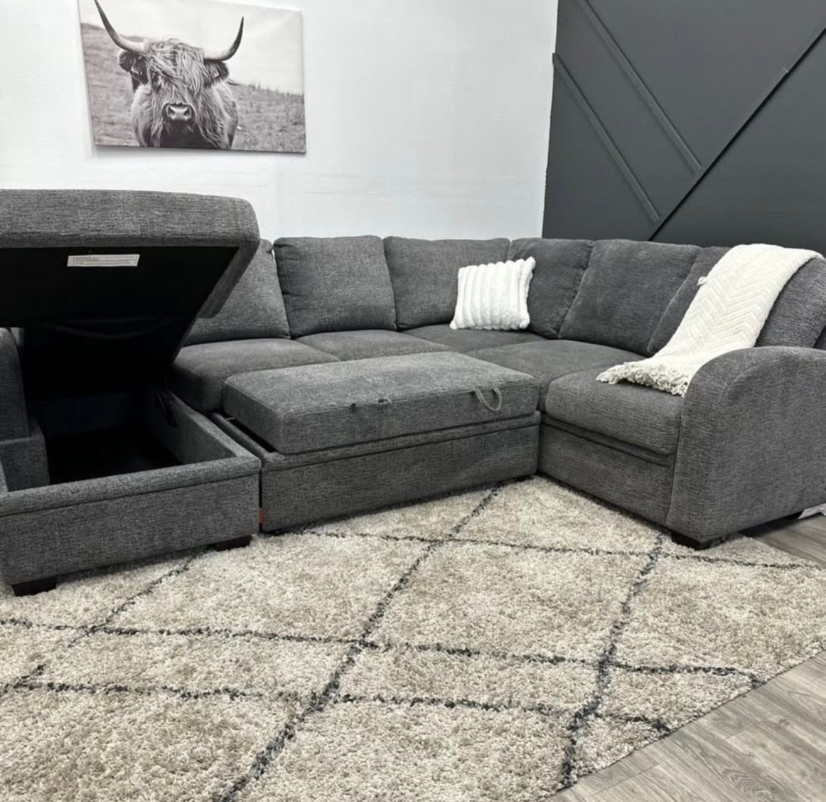 Grey Sectional Couch - Free Delivery 