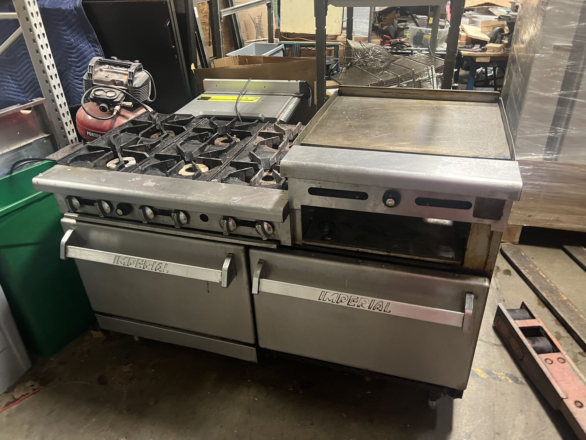 60” Imperial Gas Range 6 Burners, 24” Griddle With Broiler Below